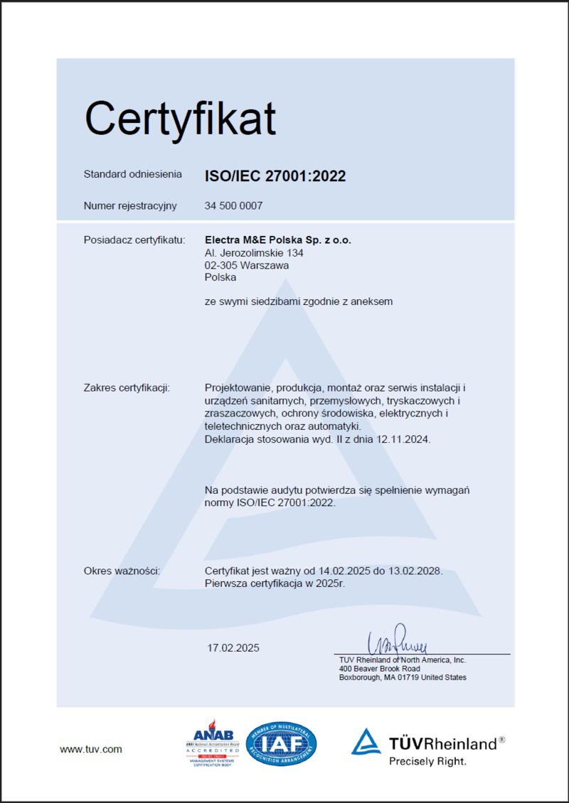 Certyfikat ISO 27001 PL